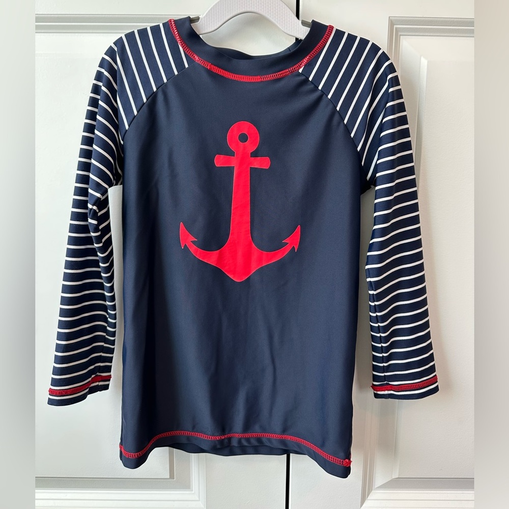 Hatley Boys Sea Anchors Long Sleeve Rashguard (Size 6)